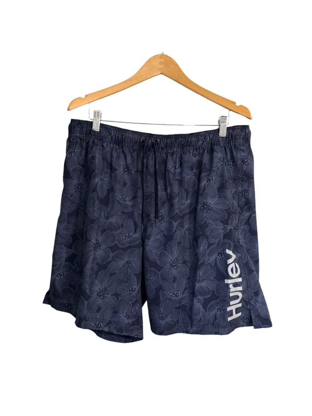 Hurley Mens XXL Black Floral Swim Shorts With Elastic Waist & Drawstring